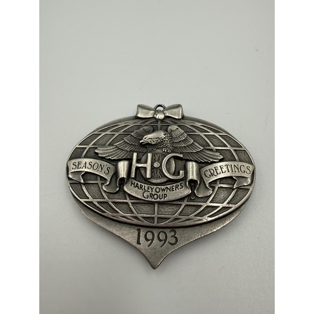 Harley-Davidson Ornament 1993 Harley Owners Group HOG Seasons Greetings Metal